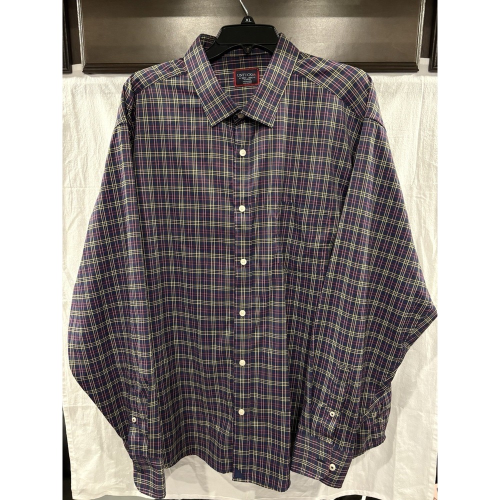UNTUCKit Taly Shirt Men's XXXL Relaxed Fit Navy Plaid Button Long Sleeve 2022